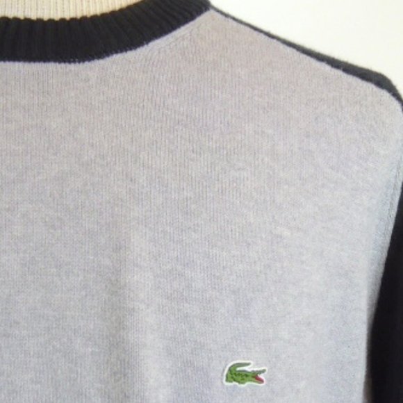 LACOSTE SWEATER GRAY BLACK CROC CREW 7 XL -XXL
